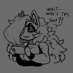 2020 animal_crossing anthro biped black_text bottomless bottomless_anthro bottomless_female bottomless_male clothed clothed_anthro clothed_female clothing comic comic_panel domestic_cat english_text featureless_hands felid feline felis female female_anthro fur grey_background greyscale hair long_hair male mammal monochrome nintendo paws pinkybowtie simple_background solo tail text toon_michaela