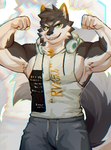 Rating: q
ID: 4155438
Date: 2023-07-07 01:56:34 -0400
Status: active
Score: 23
armpit_hair biceps black_body black_fur black_nose blue_bottomwear blue_clothing blue_pants body_hair bottomwear bulge canid canine canis cheek_tuft clothed clothing domestic_dog drawstring electronics facial_markings facial_tuft fist forehead_markings fur green_eyes hair head_markings headphones headphones_around_neck hi_res male mammal markings muscular muscular_male neck_tuft pants pecs raised_arm shirt sleeveless_hoodie smile smiling_at_viewer smirk smirking_at_viewer solo tail tangdog2 text text_on_clothing text_on_shirt text_on_topwear topwear tuft white_body white_fur yellow_markings post #4155438