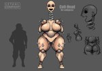 absurd_res animate_inanimate armless bald bangboodoragon big_breasts black_eyes breasts coil-head_(lethal_company) doll_joints empty_eyes eyelashes featureless_breasts female front_view genitals grey_background hi_res huge_breasts humanoid lethal_company nude open_mouth open_smile pussy simple_background smile solo tan_body thick_thighs wide_hips