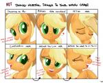 2015 applejack_(mlp) chart clothing cowboy_hat dialogue digital_media_(artwork) directional_arrow disembodied_hand duo earth_pony english_text equid equine eyes_closed female feral freckles friendship_is_magic happy hasbro hat headgear headwear heart_symbol horse human i_love_you looking_at_viewer love mammal meme my_little_pony open_mouth open_smile pony simple_background smile solo_focus teeth text txlegionnaire waifu_chart white_background yelling