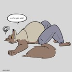 1:1 absurd_res angry belly big_belly bottomwear canid canine canis clothing dreamworks english_text falling falling_over hi_res male mammal mindof moobs mr._wolf_(the_bad_guys) obese overweight overweight_male pants solo sweatpants text the_bad_guys weight_gain wolf