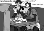 absurd_res anthro anthro_on_anthro bodily_fluids bottomwear canid canine canis clothing disney domestic_dog duo english_text enhibitionism father's_day father_(lore) father_and_child_(lore) father_and_son_(lore) foreskin genitals glans goof_troop goofy_(disney) handjob hi_res holidays humanoid_genitalia humanoid_penis incest_(lore) male male/male mammal max_goof monochrome nervous parent_(lore) parent_and_child_(lore) parent_and_son_(lore) penile penis penis_poking_out penis_through_leghole sex shorts son_(lore) stealth_sex sweat text tush_(artist) under_table