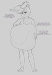 anthro belly big_belly colin_(foxynoms) dialogue digital_media_(artwork) duo english_text foxynoms hi_res lagomorph leporid looking_at_viewer male mammal nude oral_vore rabbit same_size_vore text vore