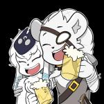 1:1 alcohol alpha_channel beer beverage blush duo female hi_res kindred_(lol) lamb_(lol) league_of_legends male nickick90 nicky_illust rengar_(lol) riot_games simple_background smile tencent