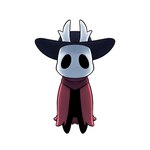 2024 2_horns anthro arthropod bandanna black_body black_clothing black_eyes black_hat black_headwear cape clothing digital_media_(artwork) empty_eyes fan_character front_view golde hat headgear headwear hi_res hollow_knight horn insect kerchief male red_bandanna red_cape red_clothing red_kerchief shaded simple_background solo standing team_cherry vessel_(species) white_background white_horn