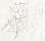 2015 animal_genitalia arthropod beedrill big_penis blush erection feral generation_1_pokemon genitals graphite_(artwork) horn hymenopteran insect insect_wings looking_at_viewer male monochrome nintendo penis pokemon pokemon_(species) simple_background solo traditional_media_(artwork) white_background wings yaroul