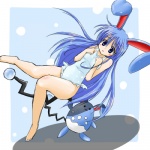 1:1 alternate_species animal_humanoid azumarill blue_eyes blue_hair duo female feral generation_2_pokemon hair humanoid humanoidized lagomorph long_hair low_res mammal nintendo pokemon pokemon_(species) pokemon_humanoid pokemorph ranphafranboise tail