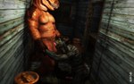 16:10 3d_(artwork) anthro blackmist333 deep_throat digital_media_(artwork) dinosaur dragonfood duo erection fellatio genitals hand_behind_head hi_res humanoid_genitalia humanoid_penis kneeling_oral_position male male/male musclegut muscular muscular_anthro muscular_male oral oral_penetration penetration penile penis prehistoric_species reptile scalie sex standing theropod tyrannosaurid tyrannosauroid tyrannosaurus tyrannosaurus_rex widescreen