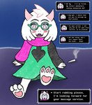 absurd_res anthro blush blush_lines blushing_male bovid caprine deltarune devluca17 dialogue feet foot_fetish foot_focus hi_res male mammal massage paws ralsei ralsei_smoking_blunt shoeless speech_bubble undertale_(series)