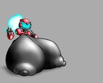 5:4 areola beepunz big_breasts black_body breast_expansion breasts ela expansion female huge_breasts humanoid hyper hyper_breasts machine multicolored_body nipples red_body robot robot_humanoid simple_background smile solo visor