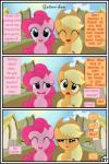 absurd_res applejack_(mlp) blonde_hair blue_eyes comic digital_media_(artwork) duo earth_pony equid equine female feral friendship_is_magic green_eyes gutovi-kun hair hasbro hi_res horse mammal my_little_pony pink_hair pinkie_pie_(mlp) pony