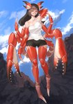 12_limbs absurd_res animal_humanoid arthropod arthropod_humanoid barefoot black_hair blue_eyes breasts claws clothed clothed_female clothing crab crab_humanoid crustacean crustacean_humanoid decapoda digital_media_(artwork) exposed_shoulder eyelashes feet female hair hi_res humanoid looking_at_viewer malacostracan marine marine_humanoid smile smiling_at_viewer solo sumo_samo topwear