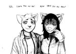 2023 anthro black_and_white canid canine canis carol_(hladilnik) clothing comic costume daniel_(hladilnik) dialogue domestic_dog duo english_text female ghost gloves halloween handwear hi_res hladilnik holidays male mammal monochrome spirit text wolf