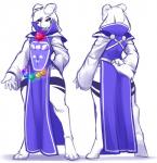 0r0ch1 2015 4_toes 5_fingers ambiguous_gender anthro asriel_dreemurr_(god_form) barefoot biped black_sclera boss_monster_(undertale) bovid caprine clothed clothing digital_media_(artwork) dress feet femboy fingers front_and_back front_view fur hi_res horn long_ears mammal markings pupils rear_view simple_background slit_pupils solo soul_(undertale) standing toes undertale undertale_(series) white_body white_eyes white_fur wide_hipped_male wide_hips