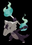 2016 alolan_form alolan_marowak alpha_channel ambiguous_gender black_body black_skin blue_fire bone colored_fire feral fire generation_7_pokemon grey_eyes nintendo official_art pokemon pokemon_(species) regional_form_(pokemon) simple_background solo transparent_background unknown_artist