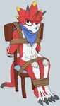 Rating: q
ID: 5565907
Date: 2025-05-12 00:18:00 -0400
Status: active
Score: 9
anthro arms_tied bandai_namco bdsm betelgammamon bondage bound chair codpiece digimon digimon_(species) furniture gag gagged hi_res horn legs_tied male phantastus red_body restraints rope rope_bondage scalie scarf solo post #5565907