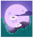 2023 absurd_res colored comic detailed_background dialogue english_text hi_res moon mountain night not_furry offscreen_character plant sky sluggabed speech_bubble text tree zero_pictured