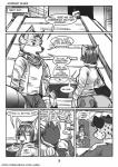 anthro building camo canid canine cheetah comic dialogue english_text felid feline female fox fox_mccloud hi_res krystal_(star_fox) mammal meps monochrome mouse murid murine nintendo rodent s-nina smile star_fox text url