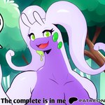 1:1 anthro belly big_breasts breasts censored dreiden female generation_6_pokemon goodra hi_res huge_breasts nintendo patreon patreon_artist patreon_censored patreon_exclusive patreon_logo patreon_preview pokemon pokemon_(species) solo text url