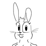 1:1 anthro big_eyes black_and_white buckteeth dooyei female floppy_ears hi_res jinny_(dooyei) lagomorph leporid looking_at_viewer mammal monochrome rabbit rabbit_ears smile solo teeth whiskers