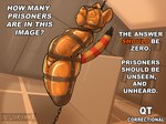 ailurid anthro bdsm black_body black_fur bondage bound brown_collar brown_strap chain collar encasement english_text fur gag latex male mammal nose_hook orange_body orange_fur orange_latex prison prisoner red_body red_fur red_panda sleepsack storage straps stripedcrocodile suspension text