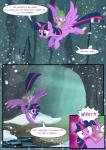 2014 absurd_res chilllum comic dialogue digital_media_(artwork) dragon duo english_text equid equine feathered_wings feathers female feral flying friendship_is_magic hasbro hi_res horn light262 male mammal my_little_pony mythological_creature mythological_equine mythological_scalie mythology pointy_speech_bubble purple_text riding scalie shaded snow snowing species_in_dialogue speech_bubble spike_(mlp) straddling tail teeth text tongue twilight_sparkle_(mlp) winged_unicorn wings