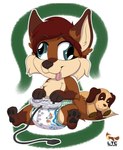 abuniverse anthro blue_eyes brown_body brown_fur canid canine clean_diaper clothed clothing controller derp_eyes diaper dog_plushie facial_tuft female fox fur game_controller hi_res littlepawz littlepawz_(diaper) lunathecute mammal maroon_hair nintendo plushie sitting solo super_nintendo tan_body tan_fur tongue tongue_out tuft wearing_diaper