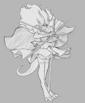 2022 anthro bottomwear clothing digital_drawing_(artwork) digital_media_(artwork) dragon female greyscale hi_res looking_at_viewer magical_girl_outfit melee_weapon monochrome mythological_creature mythological_scalie mythology scalie skirt solo sword tail watsup weapon wind zweihander