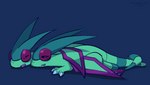 ambiguous_gender claws covering dated duo entwined_tails eyes_closed feral flygon generation_3_pokemon half-closed_eyes happy lying_on_another membrane_(anatomy) membranous_wings narrowed_eyes nintendo open_mouth pokemon pokemon_(species) scalie signature simple_background smile tail tail_coil unsigned_nez wings