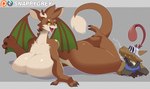 2024 amber_fauna anthro big_breasts breasts brown_eyes butt cervine claws deer dragon female huge_breasts hybrid lying mammal membrane_(anatomy) membranous_wings mythological_creature mythological_scalie mythology on_front scalie snappygrey solo thick_thighs wide_hips wings yellow_sclera