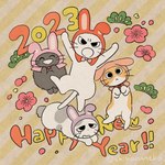 1:1 amayakasuneko ambiguous_gender chinese_zodiac domestic_cat english_text felid feline felis feral group hi_res holidays mammal mojacookie nagameruneko new_year official_art shikaruneko shikaruneko_(series) text year_of_the_rabbit