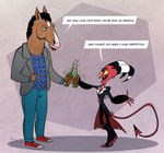 Rating: s
ID: 4913997
Date: 2024-07-12 01:37:10 -0400
Status: active
Score: 54
4_fingers 5_fingers alcohol anthro beer beverage black_hair blitzo_(helluva_boss) bojack_horseman bojack_horseman_(character) bottle bread brown_body clothing container crossover curved_horn dialogue duo english_text equid equine eye_contact fingers food footwear hair half-closed_eyes helluva_boss hi_res holding_beverage holding_object horn horse humanoid imp jacket larger_anthro looking_at_another male male/male mammal narrowed_eyes netflix profanity red_body red_skin shirt shoes signature size_difference smaller_humanoid smile spade_tail standing suit tail taller_anthro text toast topwear yellow_eyes zerna post #4913997
