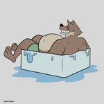 1:1 absurd_res anthro bathtub belly big_belly canid canine canis dreamworks fattytober hi_res male male_anthro mammal mindof mr._wolf_(the_bad_guys) obese overweight overweight_male solo the_bad_guys water weight_gain wolf