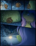 2024 applejack_(mlp) clothing comic digital_media_(artwork) equid eyelashes female feral fluttershy_(mlp) friendship_is_magic hasbro hat headgear headwear hi_res macro mammal my_little_pony night outside plant s2-freak snow solo tree winter