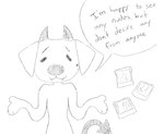 2022 anthro balls black_and_white butt canid canine canis demon dialogue digital_drawing_(artwork) digital_media_(artwork) domestic_dog english_text erection eyes_closed floppy_ears genitals gesture hi_res horn humanoid_genitalia humanoid_penis male male_anthro mammal monochrome nude nude_photo penis photo procreate_(artwork) sebastian_(sebdoggo) sebdoggo shrug simple_background sketch smile solo spade_tail speech_bubble tail teeth text trans_(lore) trans_man_(lore) white_background