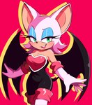 anthro armwear b1iz4rd bare_shoulders bat breasts cleavage clothed clothing elbow_gloves eyeshadow female fur gloves handwear hi_res makeup mammal narrowed_eyes open_mouth rouge_the_bat sega simple_background solo sonic_the_hedgehog_(series) tan_body tan_skin white_body white_fur wings