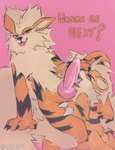 anthro anthro_on_anthro arcanine balls between_legs big_penis cheek_tuft dominant duo facial_tuft felid fellatio fluffy fluffy_tail generation_1_pokemon genitals growlithe head_grab hi_res huge_penis kneeling knot leg_grab licking looking_at_viewer male male/male mammal neck_tuft nintendo oral orange_body pantherine penile penis penis_lick pink_knot pokemon pokemon_(species) sex shieshuqqq sitting size_difference smile smiling_at_viewer spread_legs spreading stripes tail throbbing throbbing_penis tiger tongue tongue_out tuft upside_down_penis