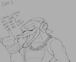 anthro chain_necklace crocodile crocodilian dialogue electronics english_text headphones hi_res jewelry kappa_spark male meme monochrome muscular muscular_male necklace no_nut_november reptile scalie sega solo sonic_the_hedgehog_(series) text vector_the_crocodile