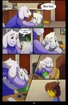 absolutedream absurd_res asriel_dreemurr black_border bodily_fluids border boss_monster_(undertale) bovid caprine comforting comic crying delta_rune_(emblem) dialogue english_text frisk_(undertale) fur goat group hi_res hug human long_ears mammal symbol tears text toriel undertale undertale_(series) white_body white_fur