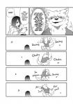 anthro canid canine canis comic dialogue duo english_text female fur hair hair_over_eye hi_res human kemono lila_(kashiwagi_aki) male mammal monochrome musical_note musical_symbol one_eye_obstructed short_hair symbol text translated wolf yakantuzura young young_female young_human zinovy