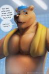 Rating: s
ID: 737953
Date: 2015-09-29 22:43:39 -0400
Status: active
Score: 12
2015 7theaven anthro asking asking_viewer bear biped black_text blue_eyebrows blue_hair brown_body brown_eyes brown_fur brown_nose ceiling_lamp cheek_tuft chest_tuft colored dialogue english_text eyebrows facial_tuft fangs front_view fur fur_tuft glistening glistening_eyes glistening_nose hair half-closed_eyes half-length_portrait hi_res inner_ear_fluff inside lamp light lights locker locker_room looking_aside looking_at_viewer male mammal mohawk monotone_face monotone_hair multicolored_body multicolored_fur muscular muscular_anthro muscular_male narrowed_eyes neck_tuft nude open_mouth open_smile pecs pink_tongue portrait question question_mark raised_eyebrows round_ears shadow sharp_teeth short_hair slightly_chubby smile snout solo speech_bubble standing talking_to_viewer tan_body tan_ears tan_face tan_fur teeth text tongue towel towel_around_neck towel_only tuft url water wet wet_body wet_fur wet_hair yellow_towel post #737953