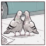 1:1 2021 ambiguous_gender avian beak bird columbid day detailed_background digital_media_(artwork) duo falseknees feathered_wings feathers feral outside pigeon rock_dove traditional_media_(artwork) wings