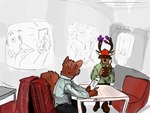 Rating: q
ID: 5264942
Date: 2024-12-25 11:30:49 -0500
Status: active
Score: 3
4:3 anthro antlers canid canine clothed clothing deer duo eye_contact hi_res holding_object horn human looking_at_another male mammal menu muscular olimis ordering_food pool_noodle restaurant sitting wearing_hat post #5264942