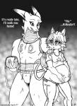 2016 anthro belly big_belly blush breasts clothed clothing comic dragon english_text felid female grey_background hand_on_belly hi_res if_hell_had_a_taste male mammal marci_hetson monochrome mythological_creature mythological_scalie mythology navel scalie scar simple_background skylar_fidchell slightly_chubby tail text viroveteruscy