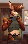 abs anthro athletic athletic_anthro athletic_male bulge clothed clothing detailed_background hi_res jockstrap lagomorph leporid male mammal muscular muscular_male partially_clothed pize presenting rabbit selfie solo tattoo underwear