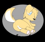 alpha_channel anus backsack balls blue_eyes breakingcloud butt canid canine canis chibi domestic_dog femboy fur genitals hindpaw male mammal paws raised_tail simple_background solo svelt_(breakingcloud) tail transparent_background vertebrate yellow_body yellow_fur