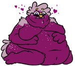 2024 ambiguous_gender anthro bugsnax colored digital_drawing_(artwork) digital_media_(artwork) floofty_fizzlebean full-length_portrait grumpus hi_res magenta_fur morbidly_obese obese overweight portrait pregsnax(artist) simple_background solo_focus young_horses