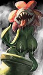 anthro big_breasts big_mouth_(anatomy) bodily_fluids breasts drooling elemental_creature eyeless female flora_fauna hi_res huge_breasts ikiki leaf leaf_arms mario_bros nintendo nipples nude open_mouth petals piranha_plant plant saliva sharp_teeth solo sweat sweaty_breasts teeth tongue tongue_out warp_pipe