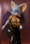 3d_(artwork) absurd_res armor armwear bat bodysuit breastplate clothing digital_media_(artwork) elbow_gloves female glistening gloves gold_breastplate gold_clothing handwear hi_res latex mammal rouge_the_bat sega skinsuit solo sonic_the_hedgehog_(series) tailsltx tight_clothing wings