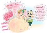 anthro belly big_belly bodily_fluids breasts celebi clothed clothing cum cum_ballooning cum_from_mouth cum_in_mouth cum_inflation cum_inside cum_string cum_through deerling dialogue duo english_text eye_roll female generation_2_pokemon generation_5_pokemon genital_fluids giant_sperm heart_eyes heart_symbol hi_res huge_belly hyper hyper_belly hyper_inflation impregnation inflation internal legendary_pokemon looking_at_another magic mind_break mixed_cum_impregnation multiple_ova nintendo nude ovum ovum_with_heart pokemon pokemon_(species) pregnant pregnant_anthro pregnant_female raikissu resting_on_belly speech_bubble sperm_cell summer_deerling text thick_thighs wide_hips